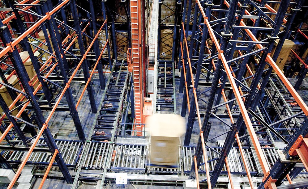 While the two storage chambers were constructed separately, they operate simultaneously and are joined by a circuit of conveyors