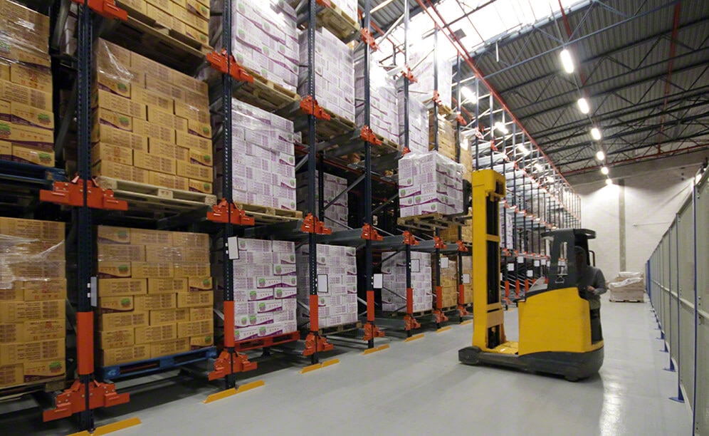 The Pallet Shuttle is a high-density storage system that lets First Food insert and extract a huge number of palletised consumer goods quickly