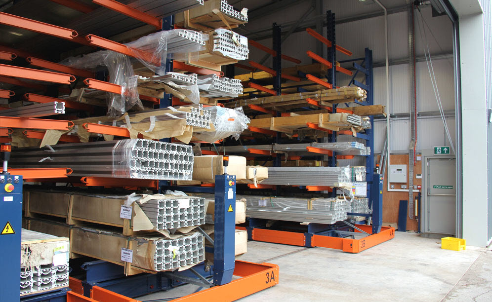 Mecalux installed cantilever racks on Movirack mobile bases Mecalux installed cantilever racks on Movirack mobile bases