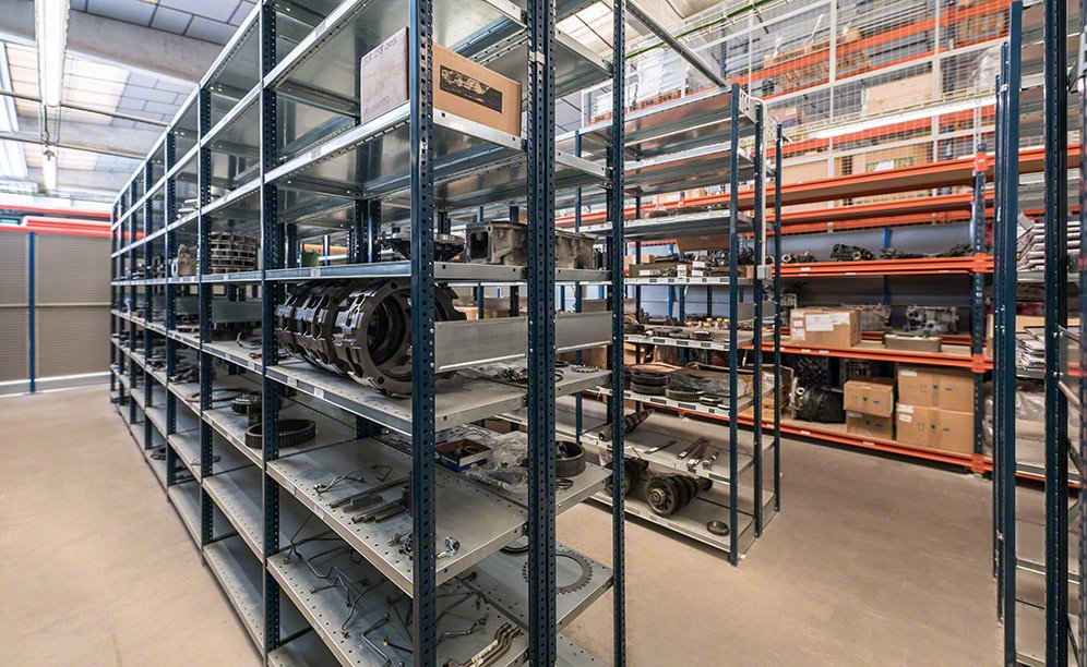 Similar spare parts are stored in the same area
