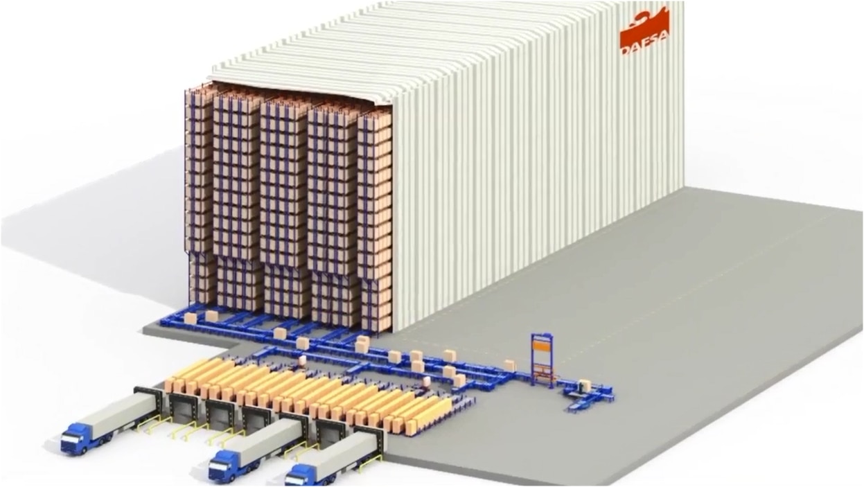 An automated clad-rack warehouse integrated into the most advanced and sustainable factory within Europe