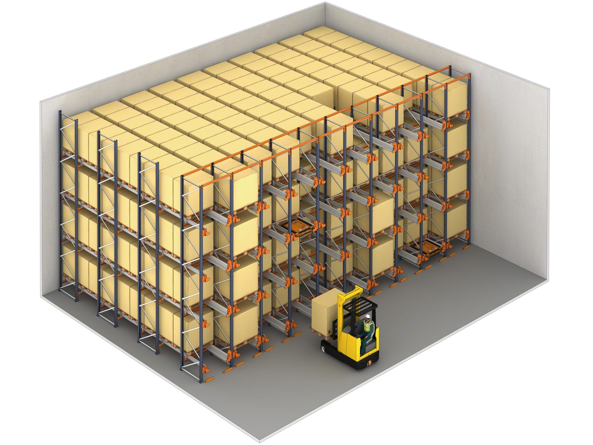 With just one order, the Pallet Shuttle can fill an entire storage channel