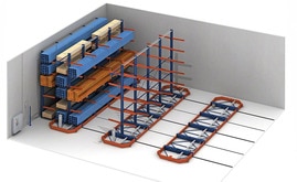 The main feature of the Movirack system on mobile bases is the automatic sideways movement along rails embedded into the floor