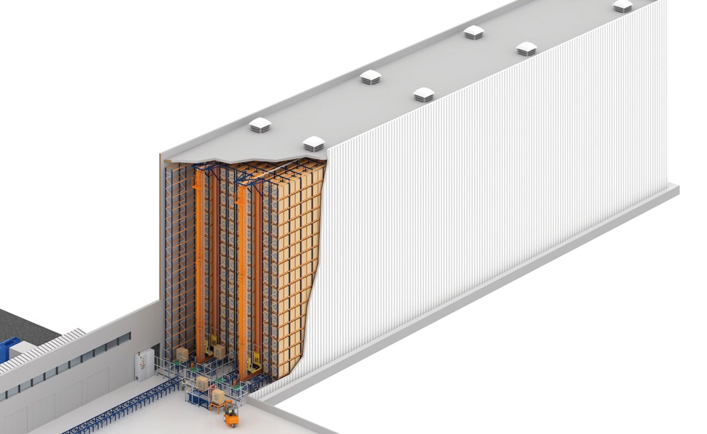 Mecalux designed and installed for Novamed a 20 m high clad-rack automated warehouse in Brazil