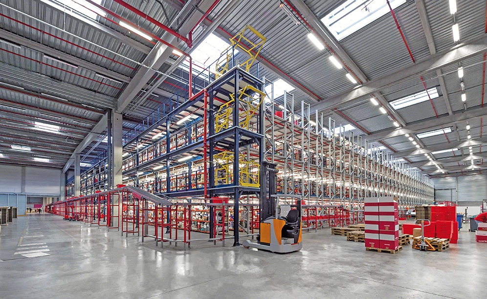 Premise 2 has a mezzanine with racks for picking