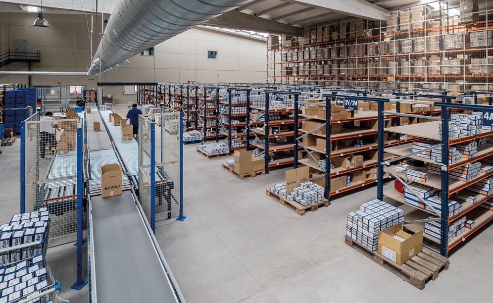 Products in high demand are deposited on the pallet located at the front of the racking