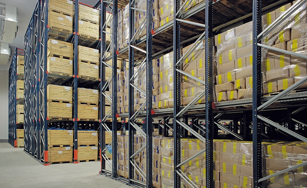 Drive-in pallet racks offer a storage capacity of over 2,900 pallets
