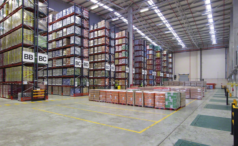 Warehouse B is equipped with conventional pallet racking of 130 m in length