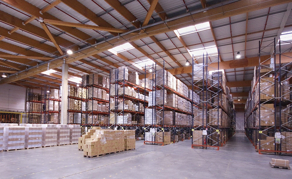 The warehouse was comprised of eleven double and one single pallet racking attached to the wall for products processed in other manufacturing plants
